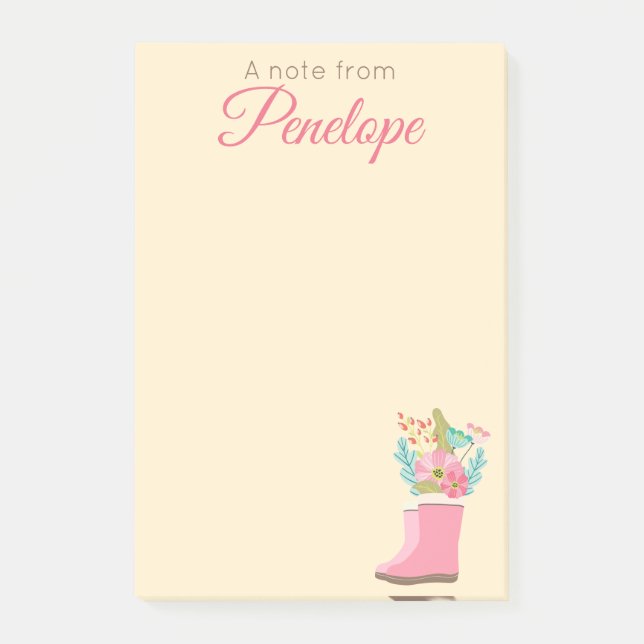 Spring Flowers and Rain Boots Post-it Notes (Front)