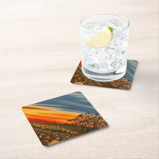 Spring Flowers at Sunset, by Gary Poling  Paper Coaster (Insitu)