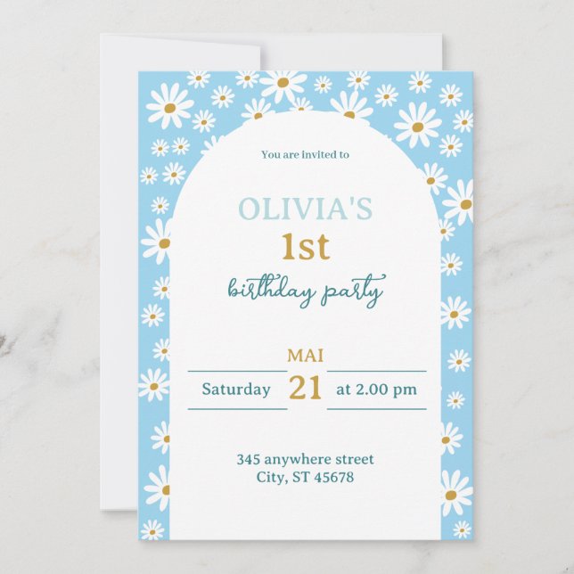 Spring Flowers Birthday Invitation  (Front)