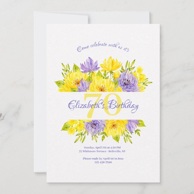 Spring Flowers Birthday Invitation (Front)