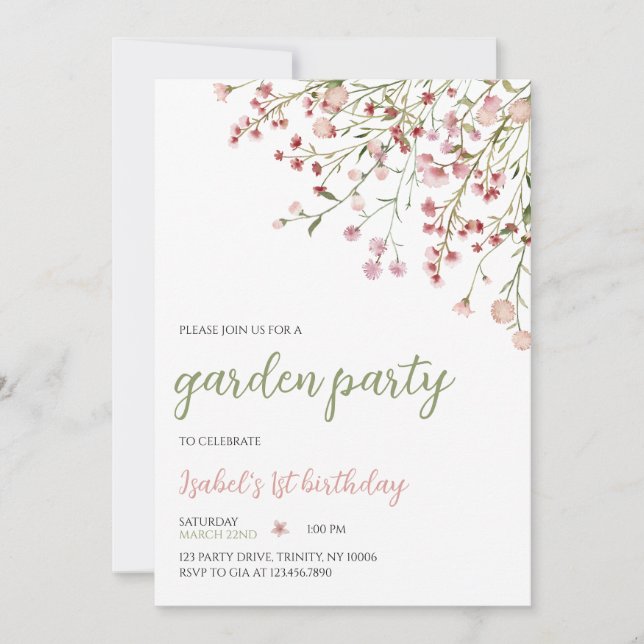 Spring Flowers Birthday Invitation (Front)
