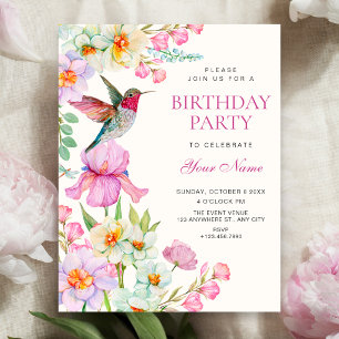 Spring flowers bloom birthday invitation