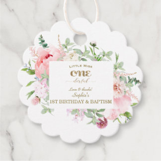 Spring Flowers Bloom First Birthday & Baptism Favour Tags