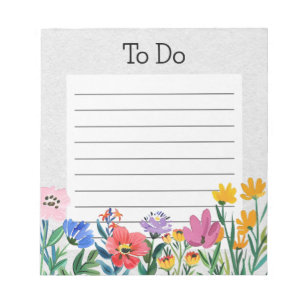 Spring Flowers Botanical Garden Notepad Todo List