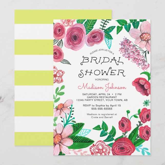 Spring Flowers | Bridal Shower | Invitation (Front/Back)