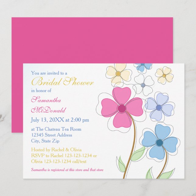 Spring Flowers - Bridal Shower Invitation (Front/Back)