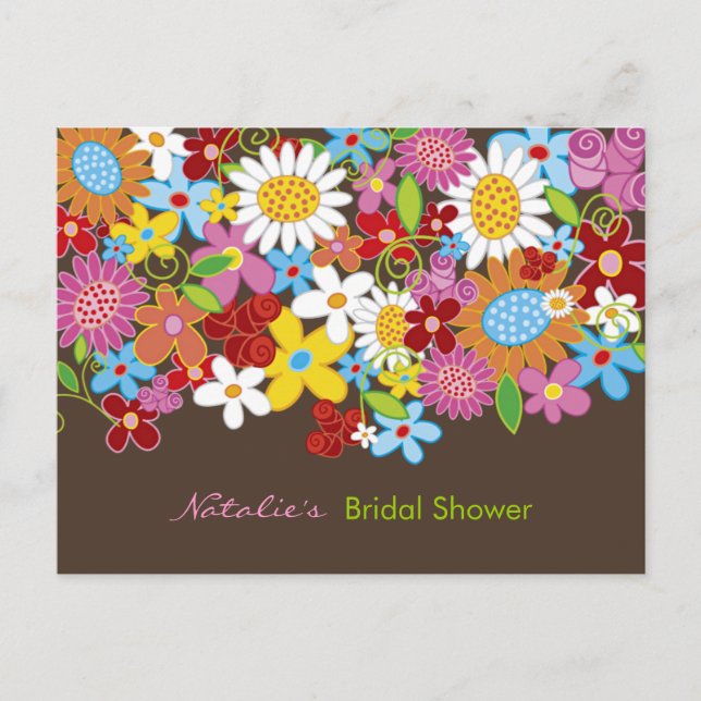 Spring Flowers Bridal Shower Invitation Postcard (Front)