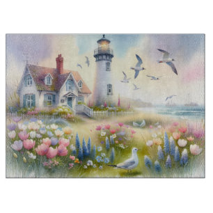 Spring Flowers by Lighthouse Coastal Cottage Cutting Board