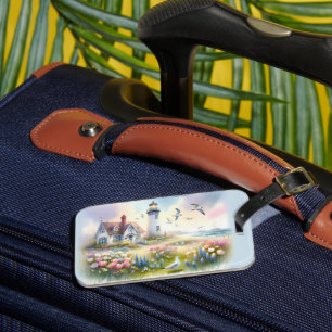 Spring Flowers by Lighthouse Coastal Cottage Luggage Tag