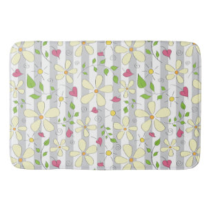 Spring flowers chamomile daisy floral happ bath mat