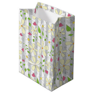 Spring flowers chamomile daisy floral happy  medium gift bag
