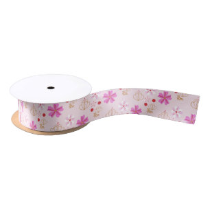 Spring Flowers Cherry Blossom Pink Blush Satin Ribbon