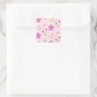Spring Flowers Cherry Blossom Pink Blush Square Sticker