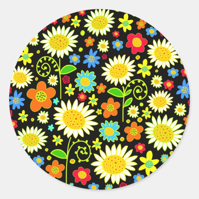 Spring Flowers Classic Round Sticker (Front)