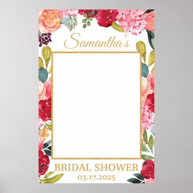 Spring Flowers Coral Peach Burgundy Photo Prop Poster (Front)