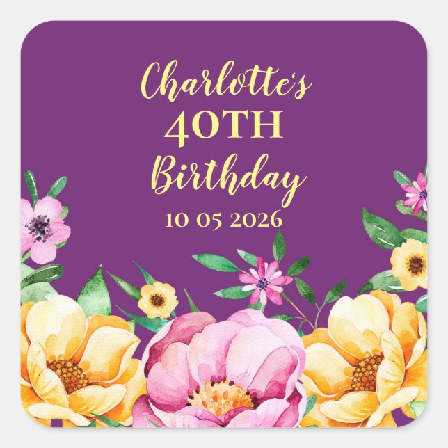 Spring Flowers Custom Birthday Favour Tag (Front)
