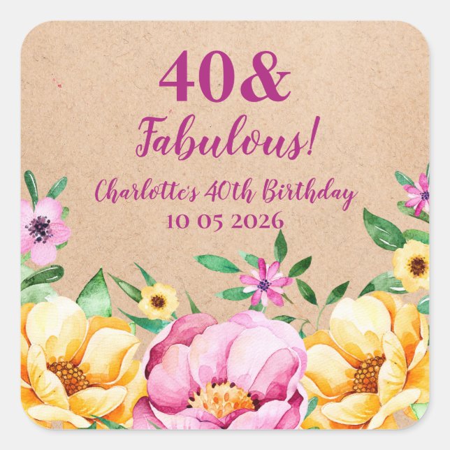 Spring Flowers Custom Birthday Favour Tag (Front)