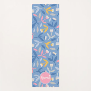 Spring Flowers Custom Blue & Pink Personalised Yoga Mat