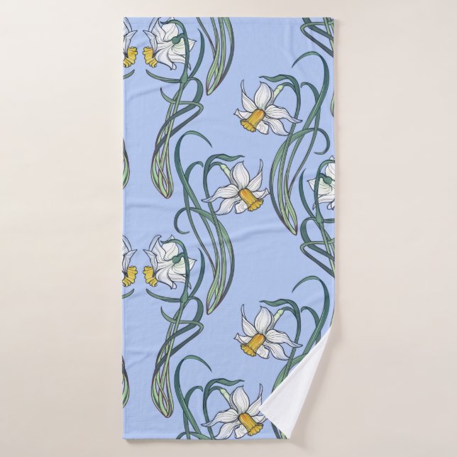 Spring flowers. Daffodil flowers interlaced into a Bath Towel (Bath Towel)