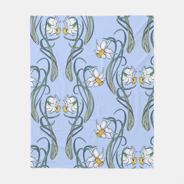 Spring flowers. Daffodil flowers interlaced into a Fleece Blanket (Front)