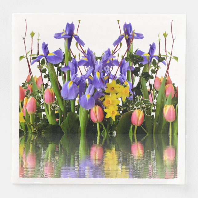 Spring Flowers Daffodil, Tulip, Crocus  Napkin (Front)