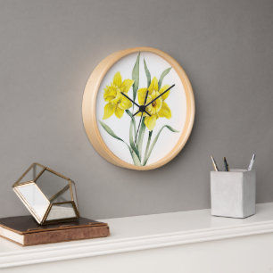 Spring Flowers Daffodil Wall Clock