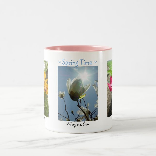 Spring flowers Daisies Magnolia Crocuses Mug (Center)