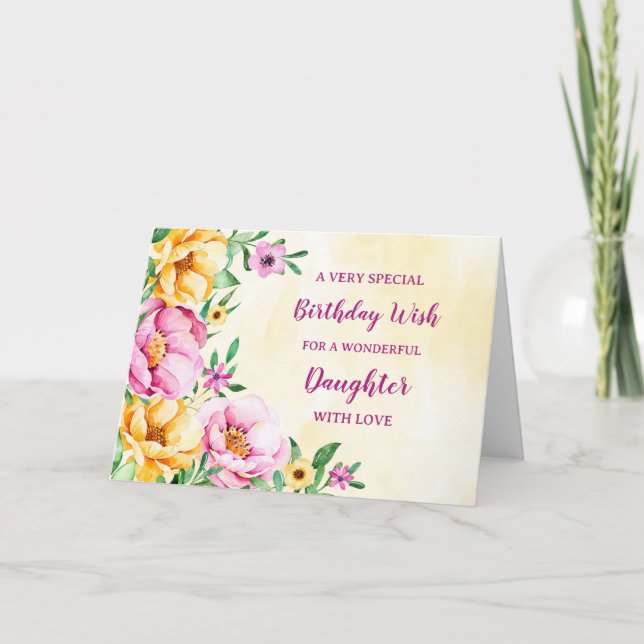 Spring Flowers Daughter Birthday Card (Front)