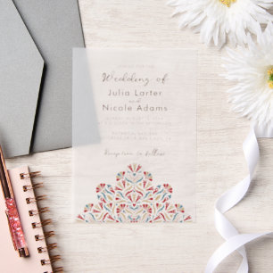 Spring Flowers Delight Mandala Wedding Vellum Invitations