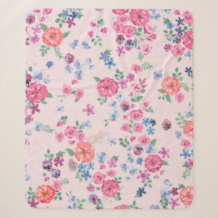 Spring flowers design. Seamless floral pattern. Pl Sherpa Blanket