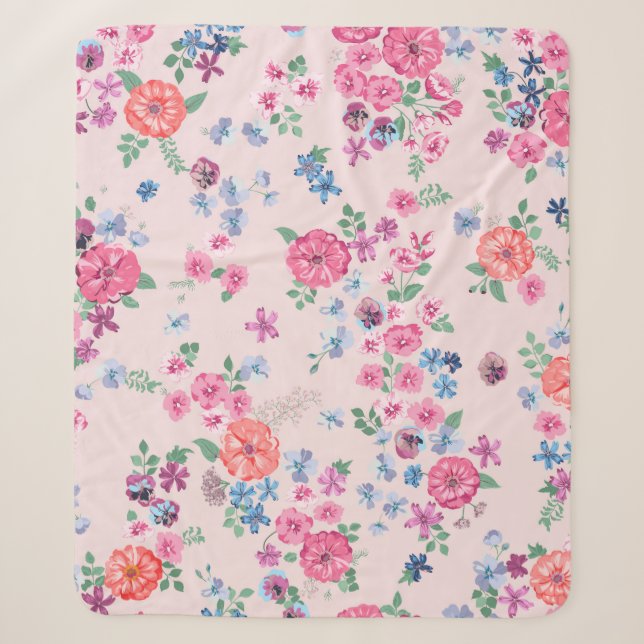 Spring flowers design. Seamless floral pattern. Pl Sherpa Blanket (Front)