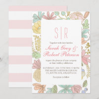 Spring Flowers Doodle Chic Wedding Invitation