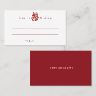 Spring Flowers Double Happiness Chinese Wedding Place Card