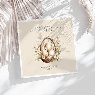 Spring Flowers Eggs Pastel Happy Easter Napkin