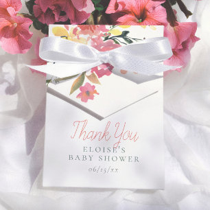 Spring Flowers Elegant Girl Baby Shower Thank You Favour Box