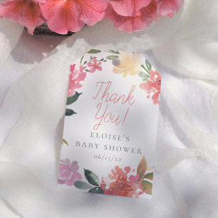 Spring Flowers Elegant & Simple Girl Baby Shower Gift Tags
