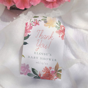 Spring Flowers Elegant & Simple Girl Baby Shower Gift Tags