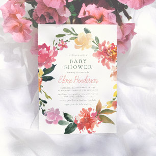 Spring Flowers   Elegant & Simple Girl Baby Shower Invitation