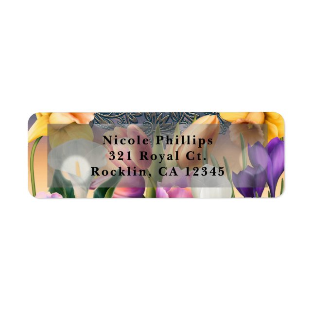 Spring Flowers Floral Elegant Chic Blue Invitation (Front)