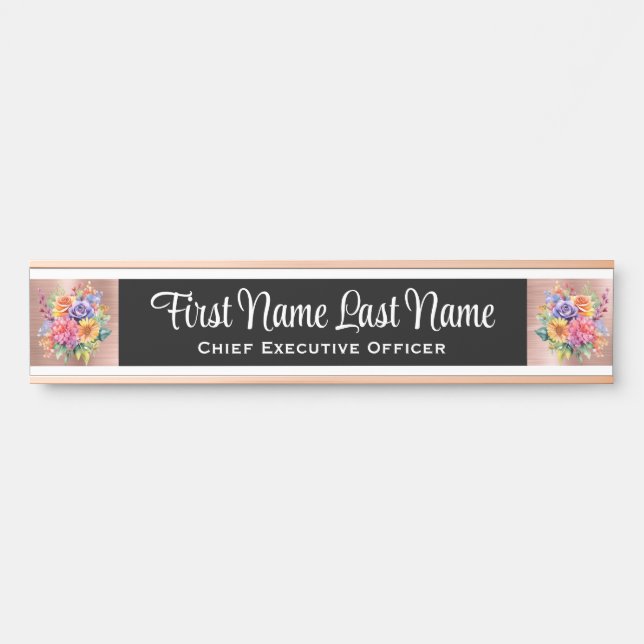 Spring Flowers Floral Office Door Sign Name Plate (Front)