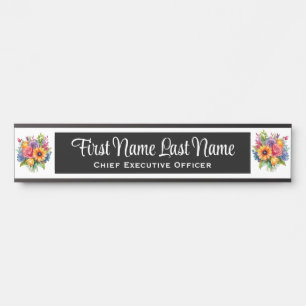 Spring Flowers Floral Office Door Sign Name Plate