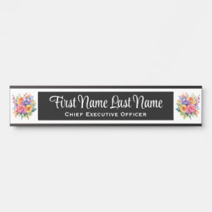Spring Flowers Floral Office Door Sign Name Plate