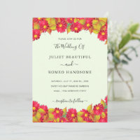 Spring Flowers Framed Wedding Invitation Example