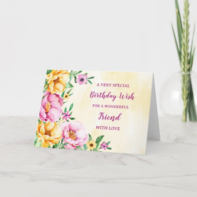 Spring Flowers Friend Birthday Card (Front)