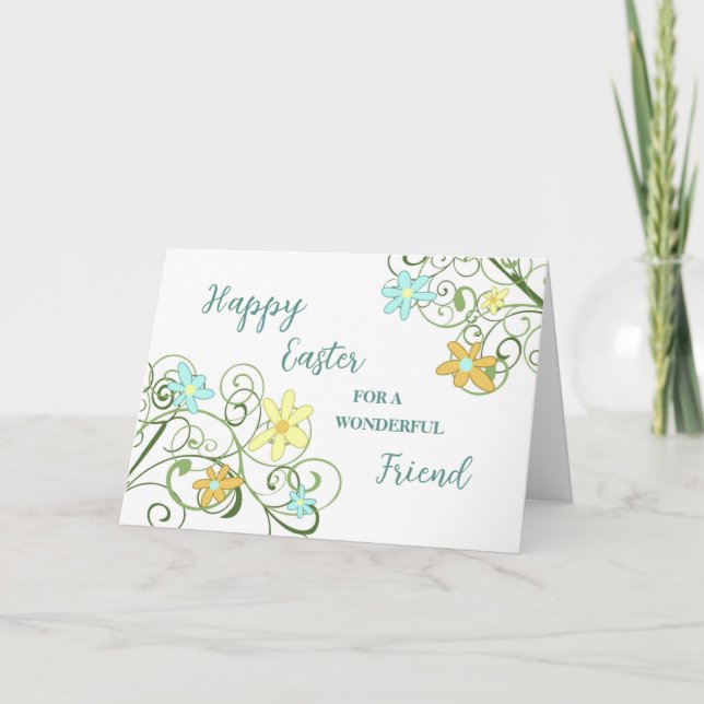 Spring Flowers Friend Happy Easter Holiday Card (Front)