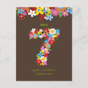 Spring Flowers Garden Wedding Party Table Number Postcard