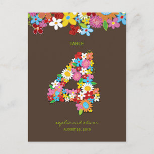 Spring Flowers Garden Wedding Party Table Number Postcard