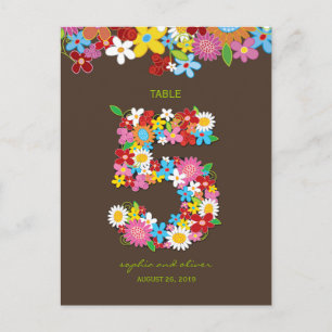Spring Flowers Garden Wedding Party Table Number Postcard