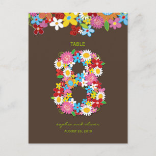 Spring Flowers Garden Wedding Party Table Number Postcard