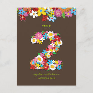 Spring Flowers Garden Wedding Party Table Number Postcard